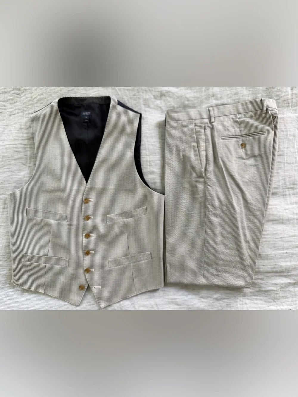 J.Crew Ludlow Seersucker Vest and Trouser - Blue